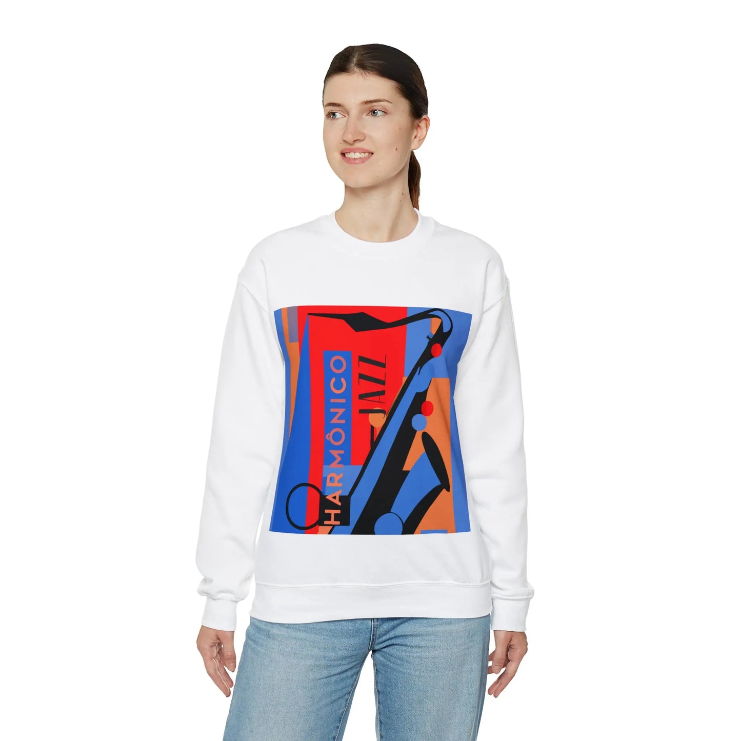 Harmônico Jazz Graphic Sweatshirt | Unisex Heavy Blend™ Crewneck Sweatshirt
