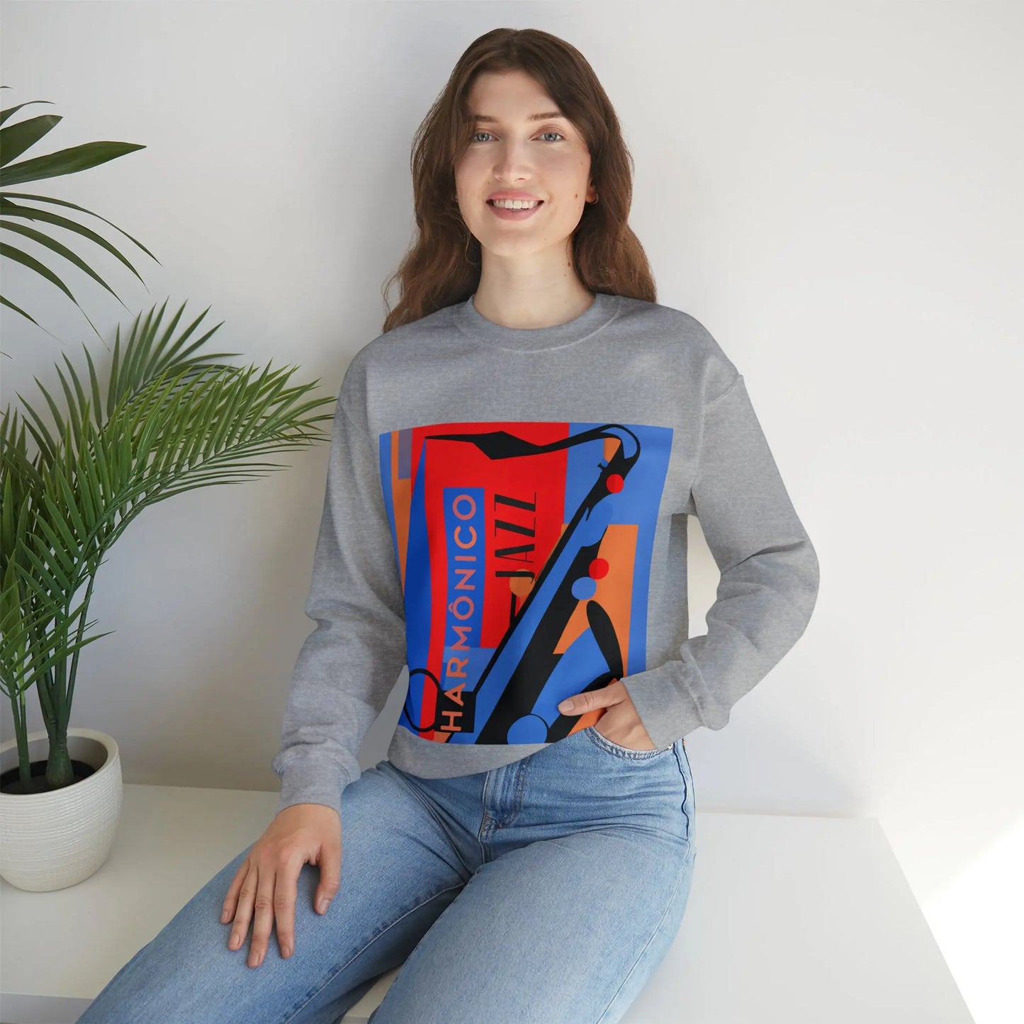 Harmônico Jazz Graphic Sweatshirt | Unisex Heavy Blend™ Crewneck Sweatshirt