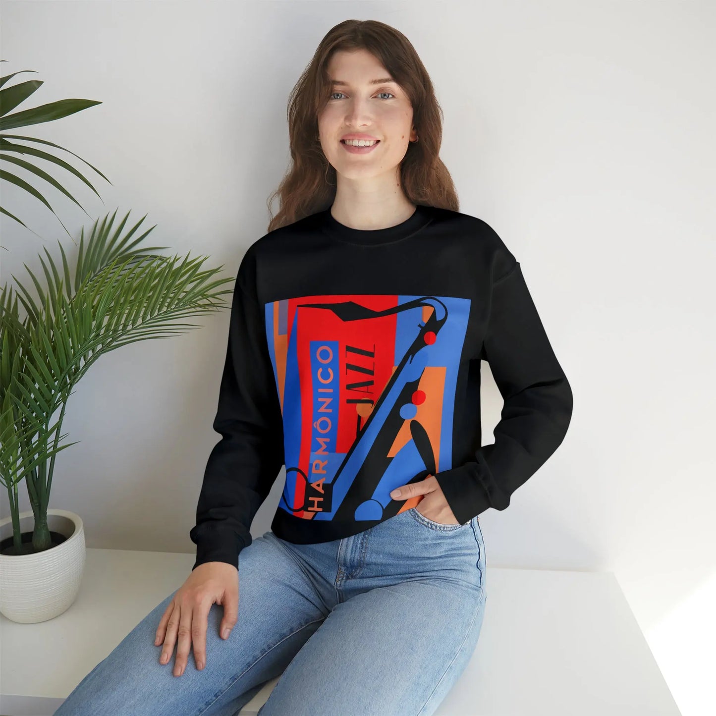 Harmônico Jazz Graphic Sweatshirt | Unisex Heavy Blend™ Crewneck Sweatshirt