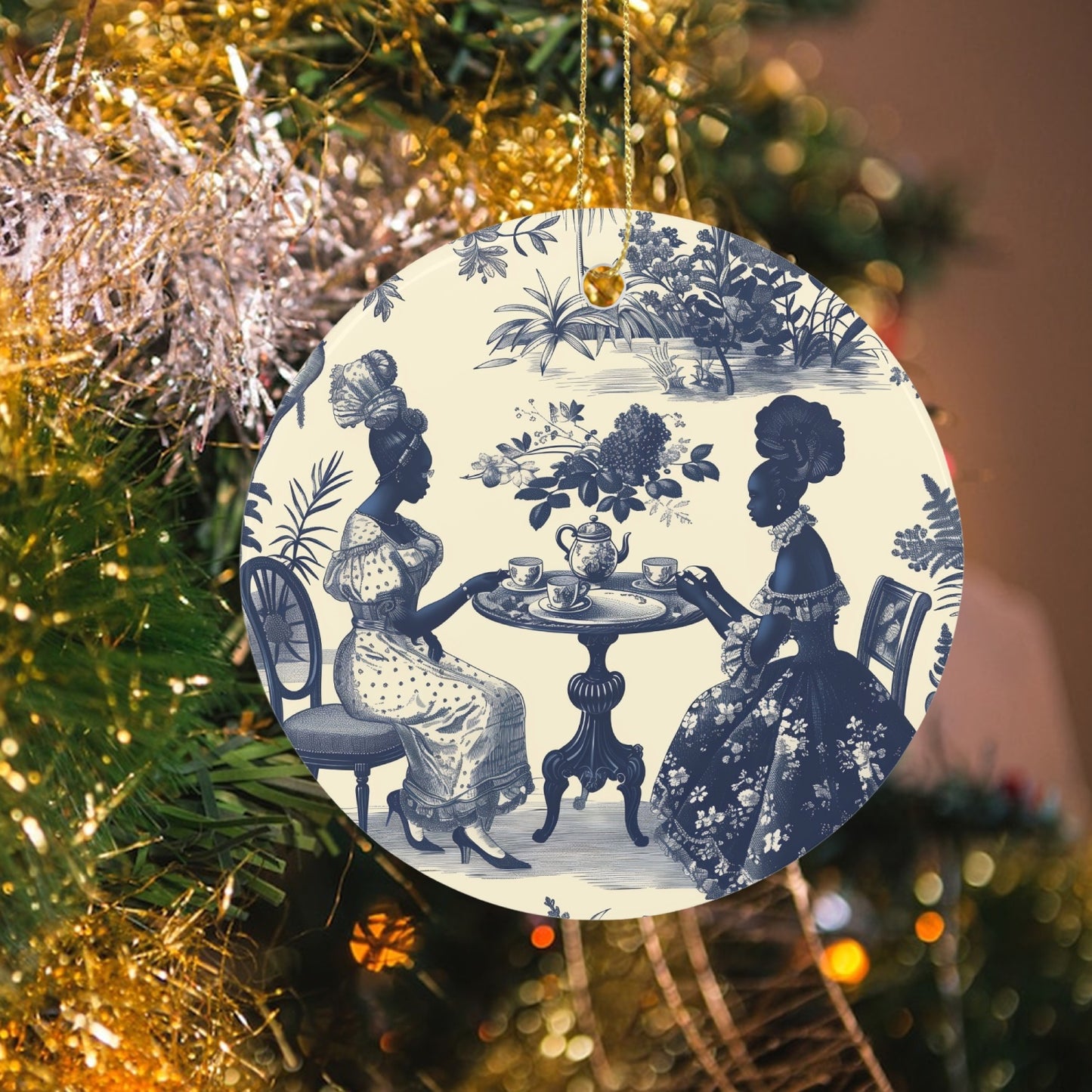 High Tea in the Garden Ceramic Round Ornaments