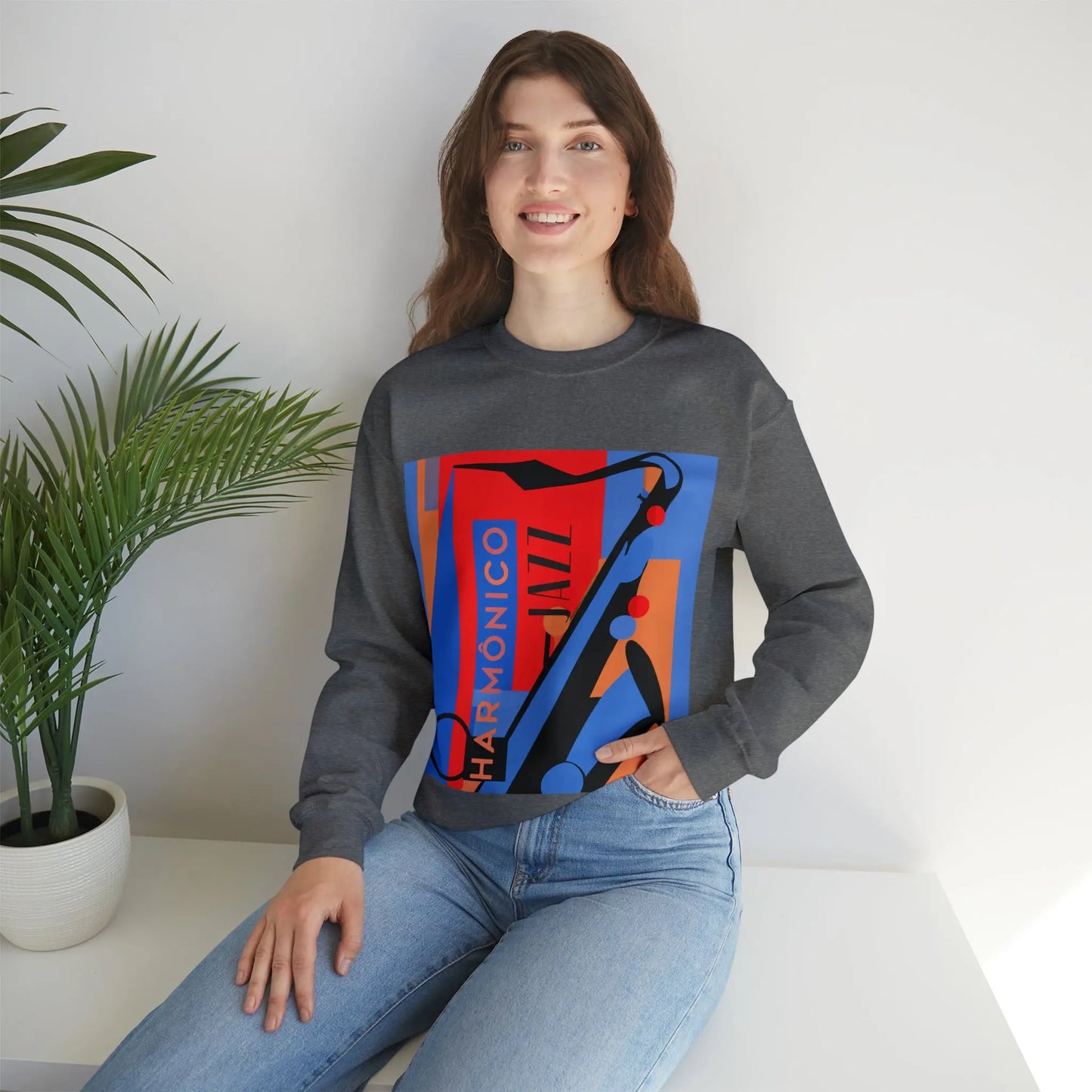 Harmônico Jazz Graphic Sweatshirt | Unisex Heavy Blend™ Crewneck Sweatshirt