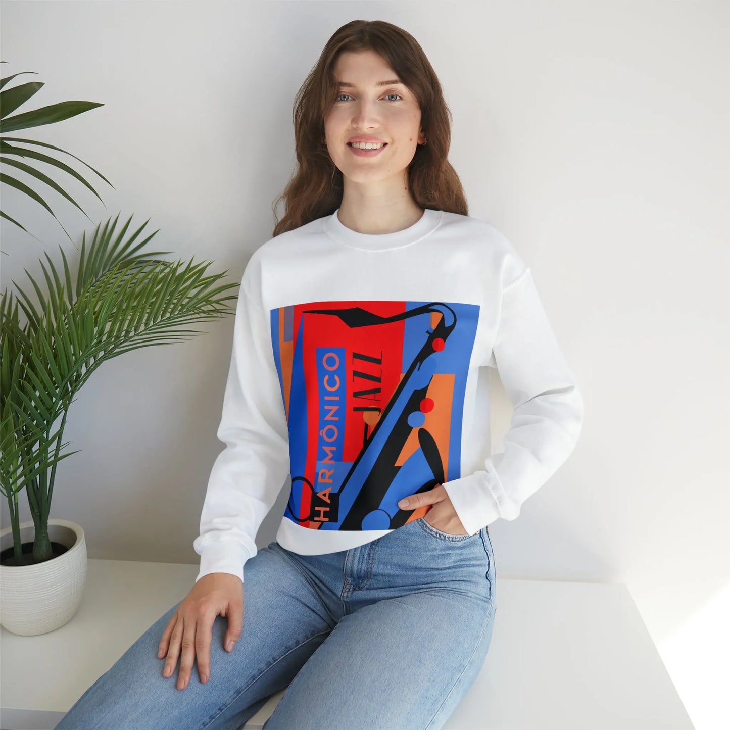 Harmônico Jazz Graphic Sweatshirt | Unisex Heavy Blend™ Crewneck Sweatshirt