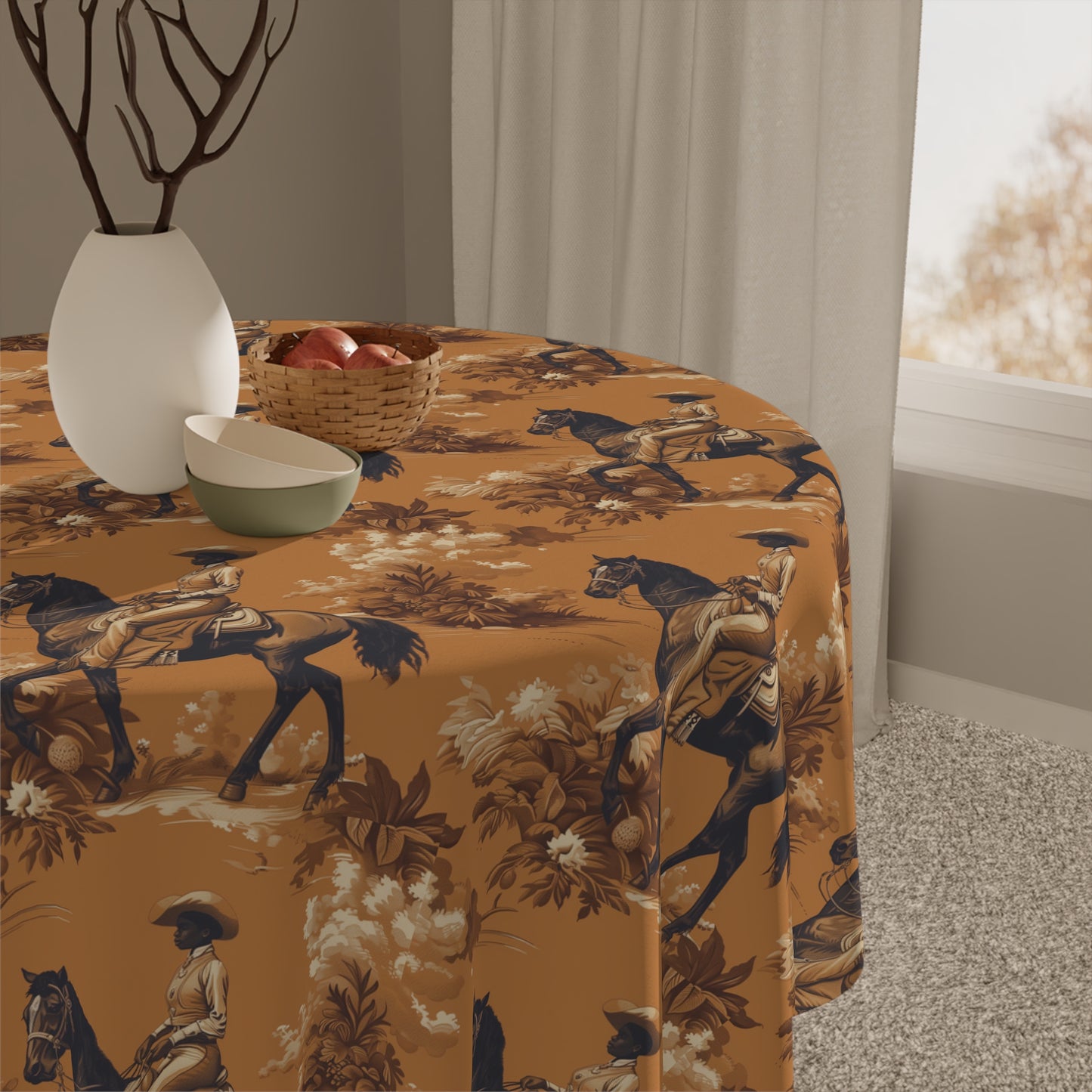 American Western Cowgirl II | Rustic Cowboy Tablecloth - Western Decor, Dining Room Table Cover, Farmhouse Style, Country Kitchen, Outdoor Table Decoration