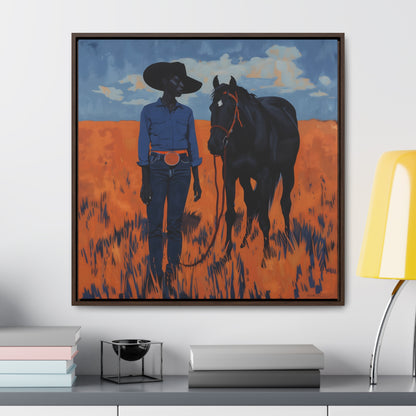 A Girl and Her Horse, Gallery Canvas Wraps, Square Frame