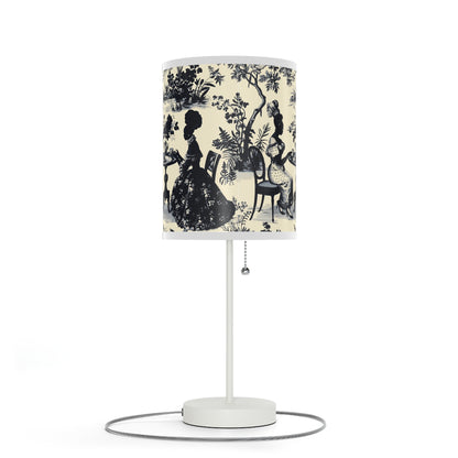 Black High Tea in the Garden Toile de Jouy Lamp on a Stand, US|CA plug