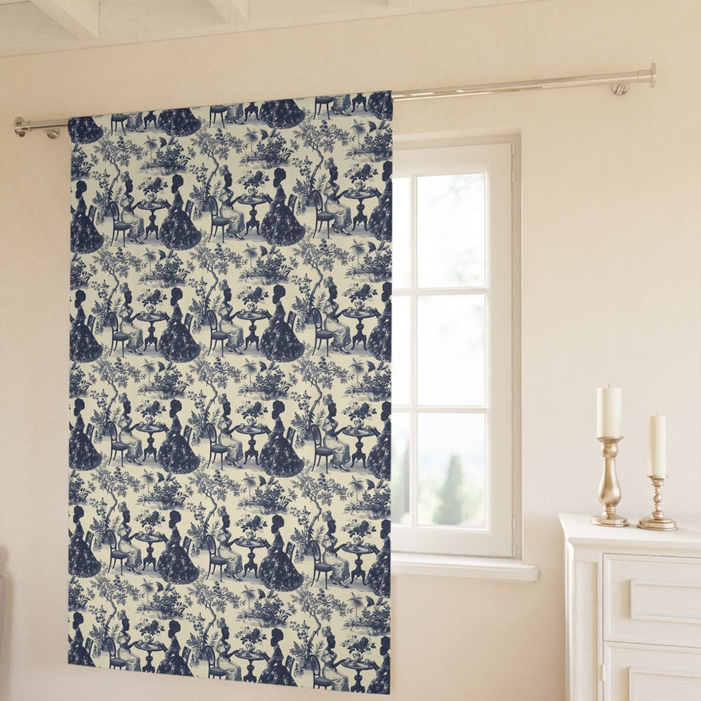High Tea in the Garden Toile de Jouy Window Curtain (1 Panel)