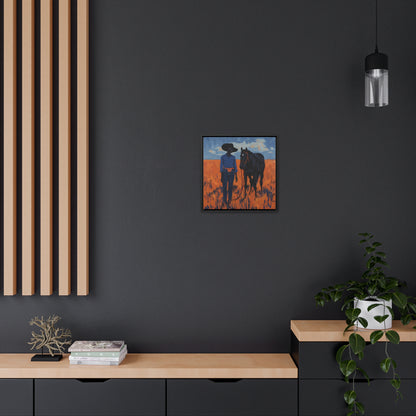 A Girl and Her Horse, Gallery Canvas Wraps, Square Frame