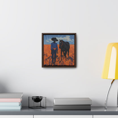 A Girl and Her Horse, Gallery Canvas Wraps, Square Frame