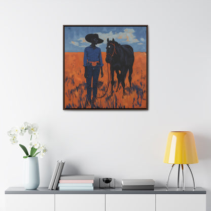 A Girl and Her Horse, Gallery Canvas Wraps, Square Frame