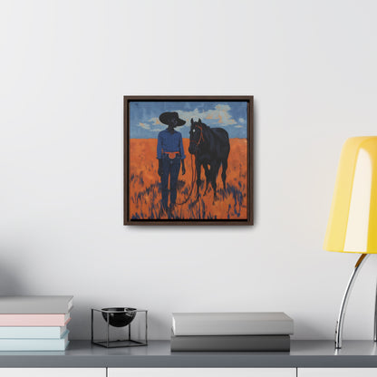 A Girl and Her Horse, Gallery Canvas Wraps, Square Frame