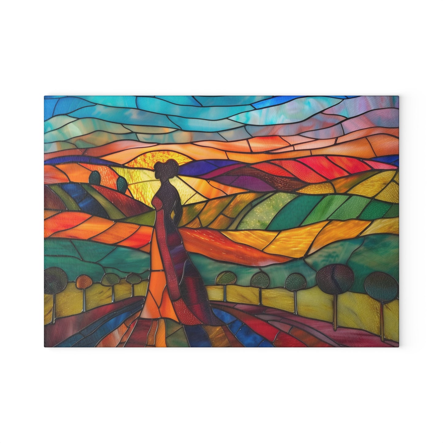 Vineyard Art Glass Cutting Board, Woman Art, Wine lover art, Napa Valley Art, Glass Art, Napa Valley Souvenir