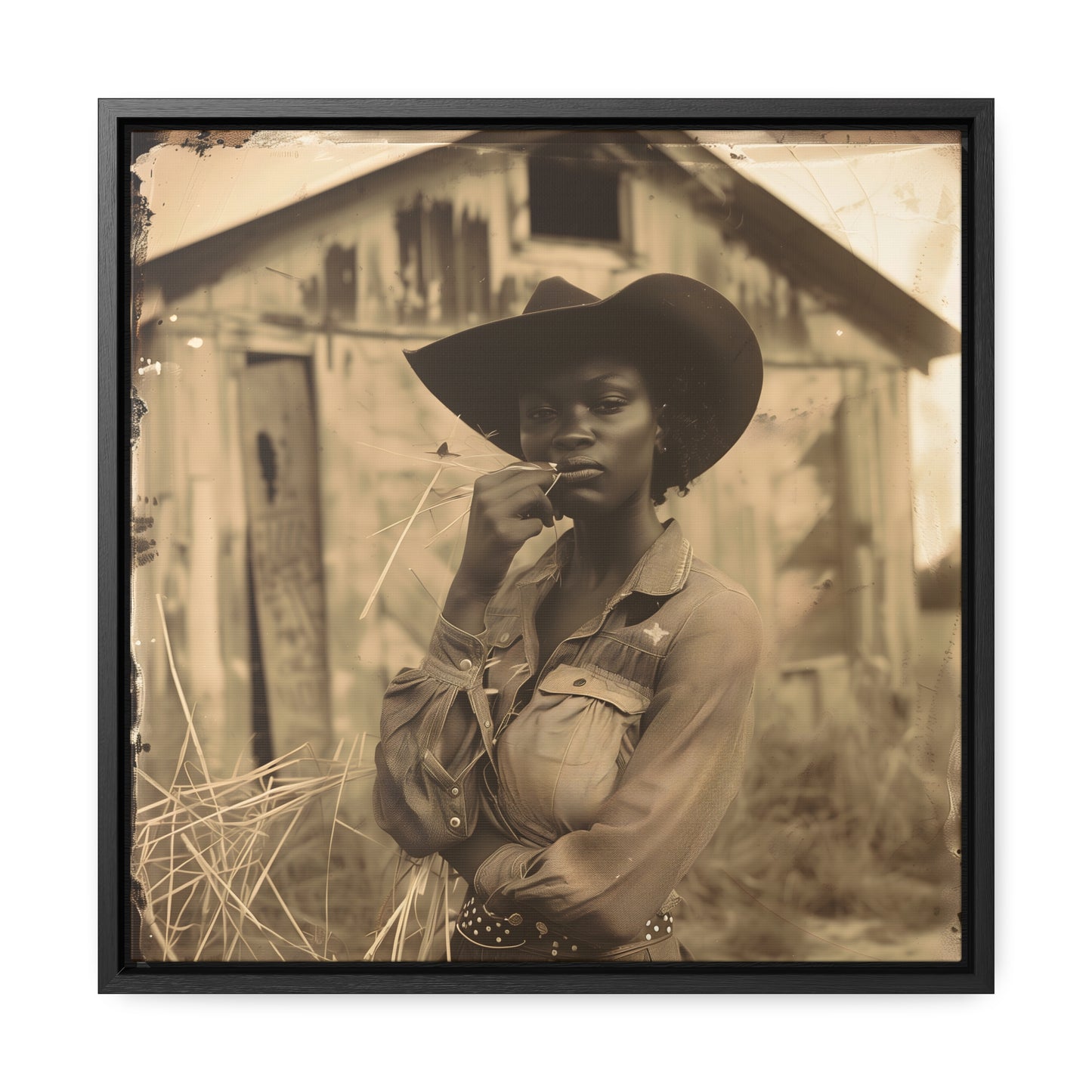 Black Cowgirl III, Gallery Canvas Wraps, Square Frame