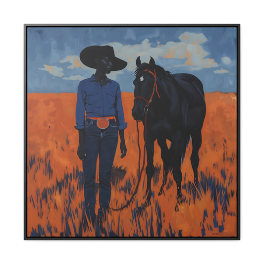 A Girl and Her Horse, Gallery Canvas Wraps, Square Frame