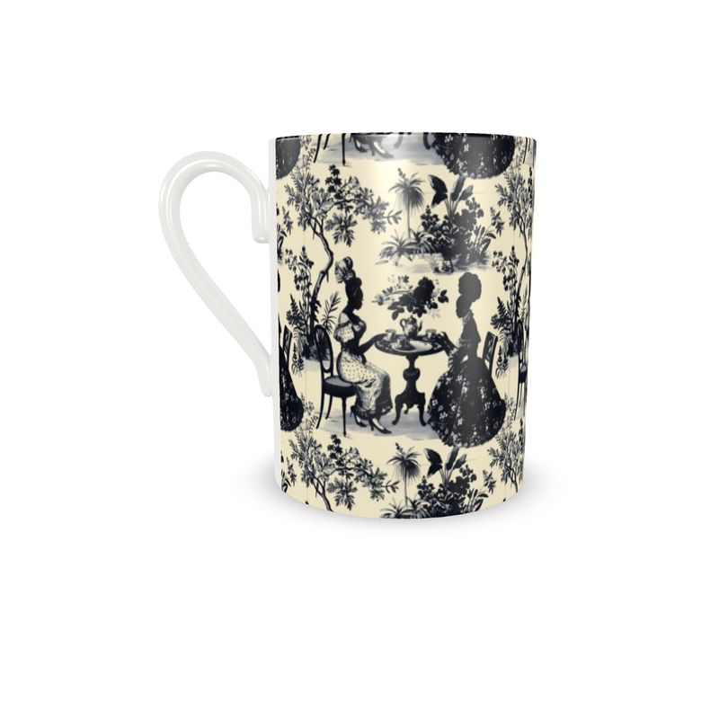 Black High Tea in the Garden Toile de Jouy  Cup and Saucer