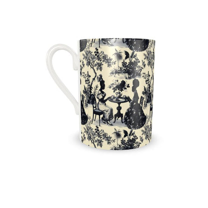 Black High Tea in the Garden Toile de Jouy  Cup and Saucer
