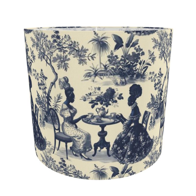 High Tea in the Garden Toile de Jouy Drum Lamp Shade