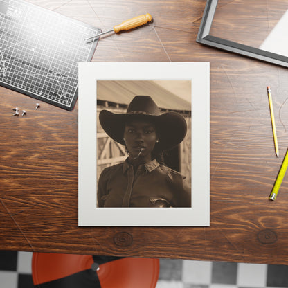Black Cowgirl, Fine Art Prints (Passepartout Paper Frame)