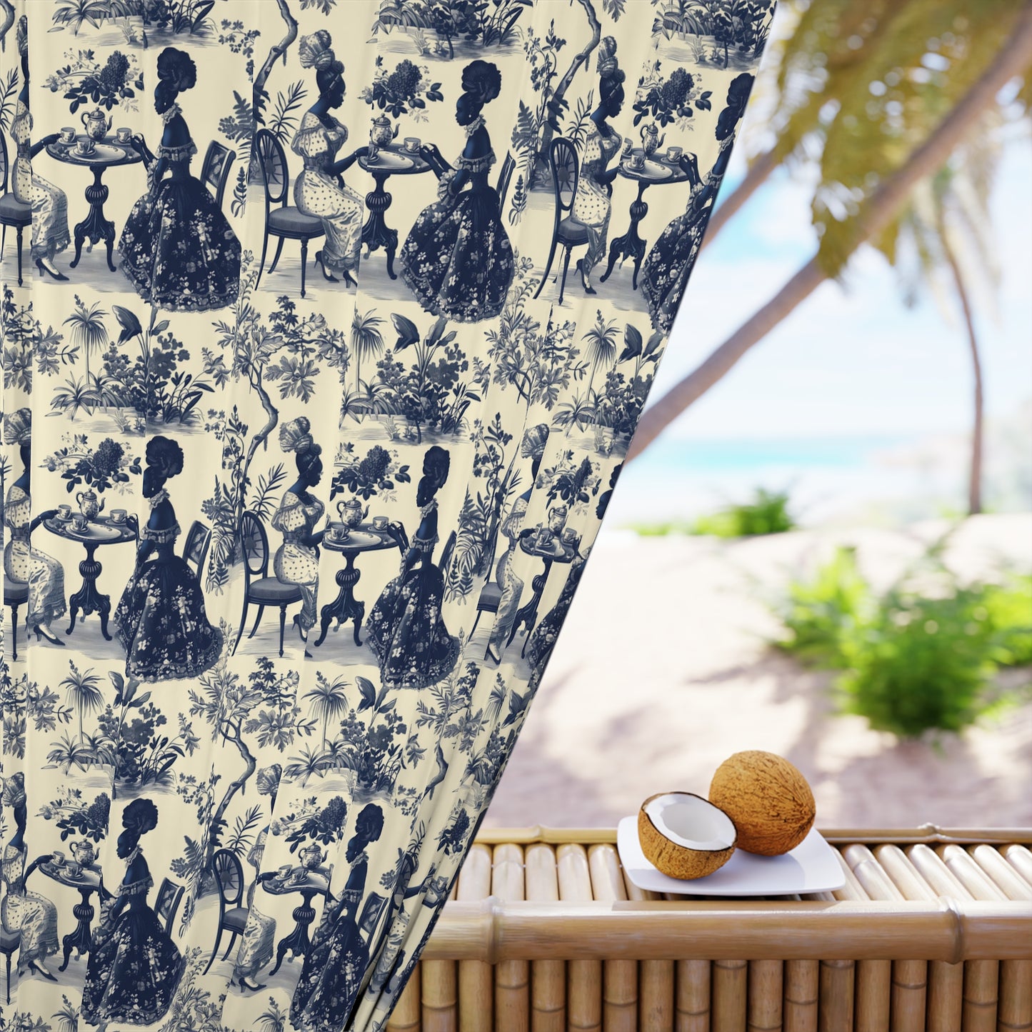High Tea in the Garden Toile de Jouy Window Curtain (1 Panel)