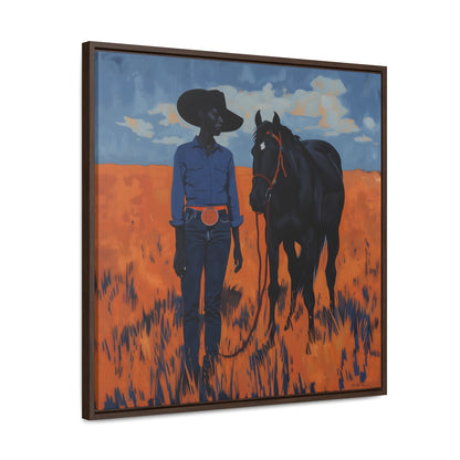 A Girl and Her Horse, Gallery Canvas Wraps, Square Frame