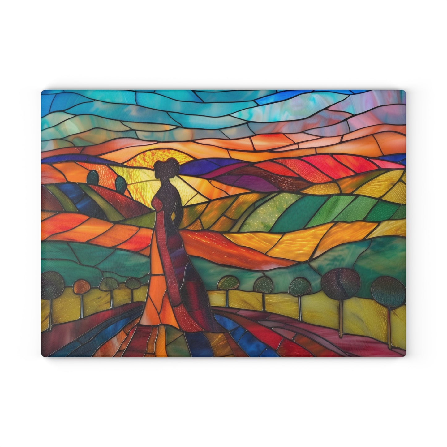 Vineyard Art Glass Cutting Board, Woman Art, Wine lover art, Napa Valley Art, Glass Art, Napa Valley Souvenir