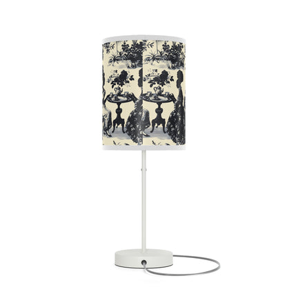 Black High Tea in the Garden Toile de Jouy Lamp on a Stand, US|CA plug
