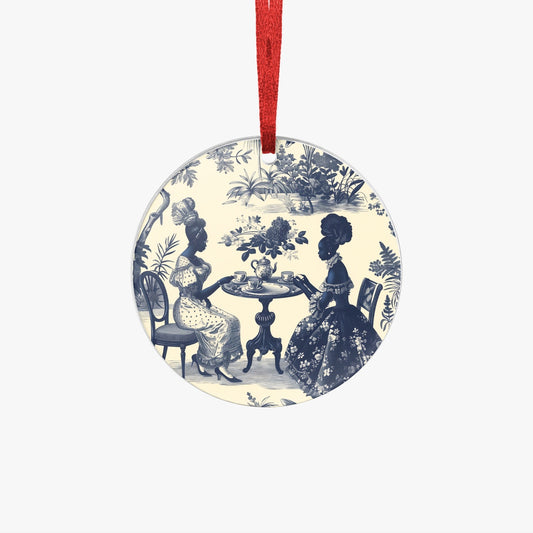 High Tea in the Garden Acrylic Round Hanging Ornament