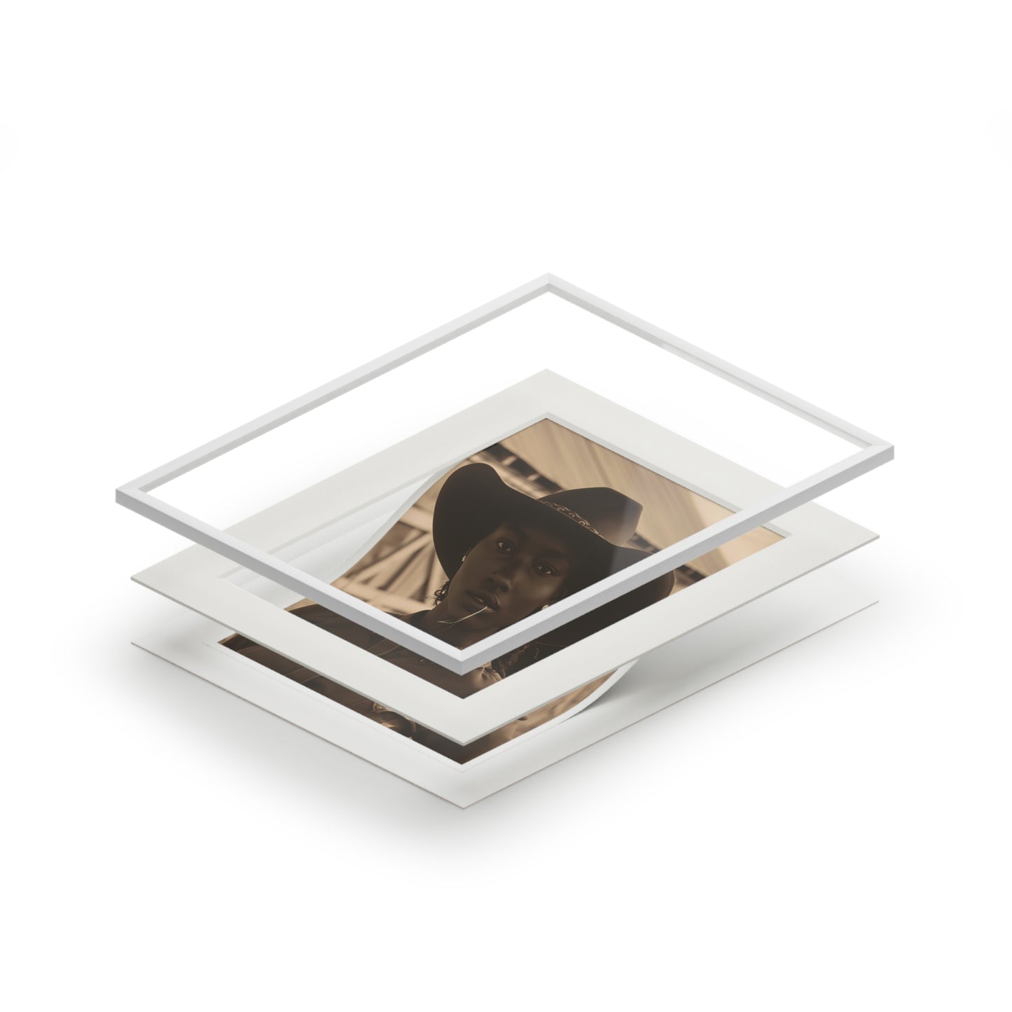 Black Cowgirl, Fine Art Prints (Passepartout Paper Frame)