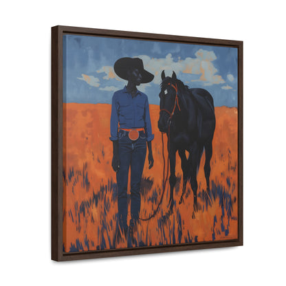 A Girl and Her Horse, Gallery Canvas Wraps, Square Frame