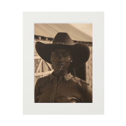 Black Cowgirl, Fine Art Prints (Passepartout Paper Frame)