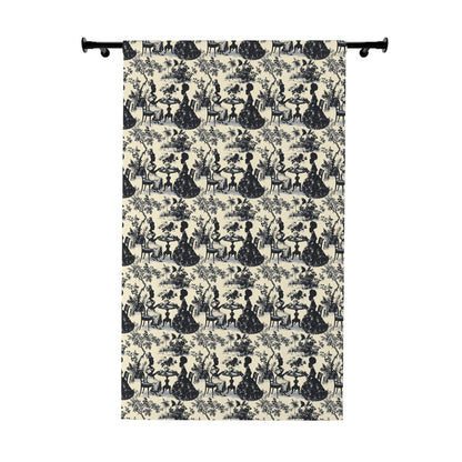 1-Panel High Tea in the Garden Black Toile de Jouy Elegant Window Curtain, Black Floral Drapes, Vintage Style, French Country Curtains