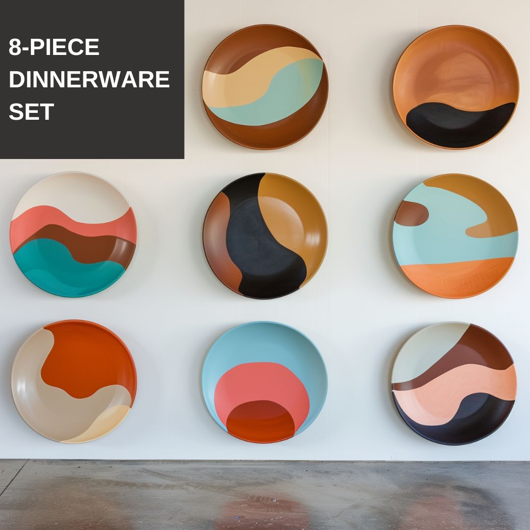 Modern Pattern Tableware Midcentury Modern Multi-Pattern Abstract Dinnerware Set
