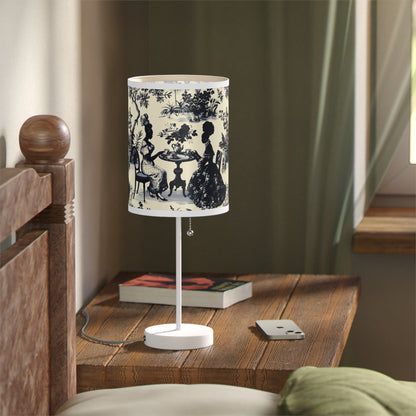 Black High Tea in the Garden Toile de Jouy Lamp on a Stand, US|CA plug