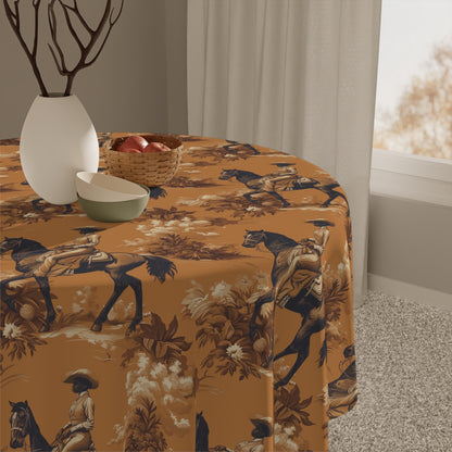 American Western Cowgirl II | Rustic Cowboy Tablecloth - Western Decor, Dining Room Table Cover, Farmhouse Style, Country Kitchen, Outdoor Table Decoration