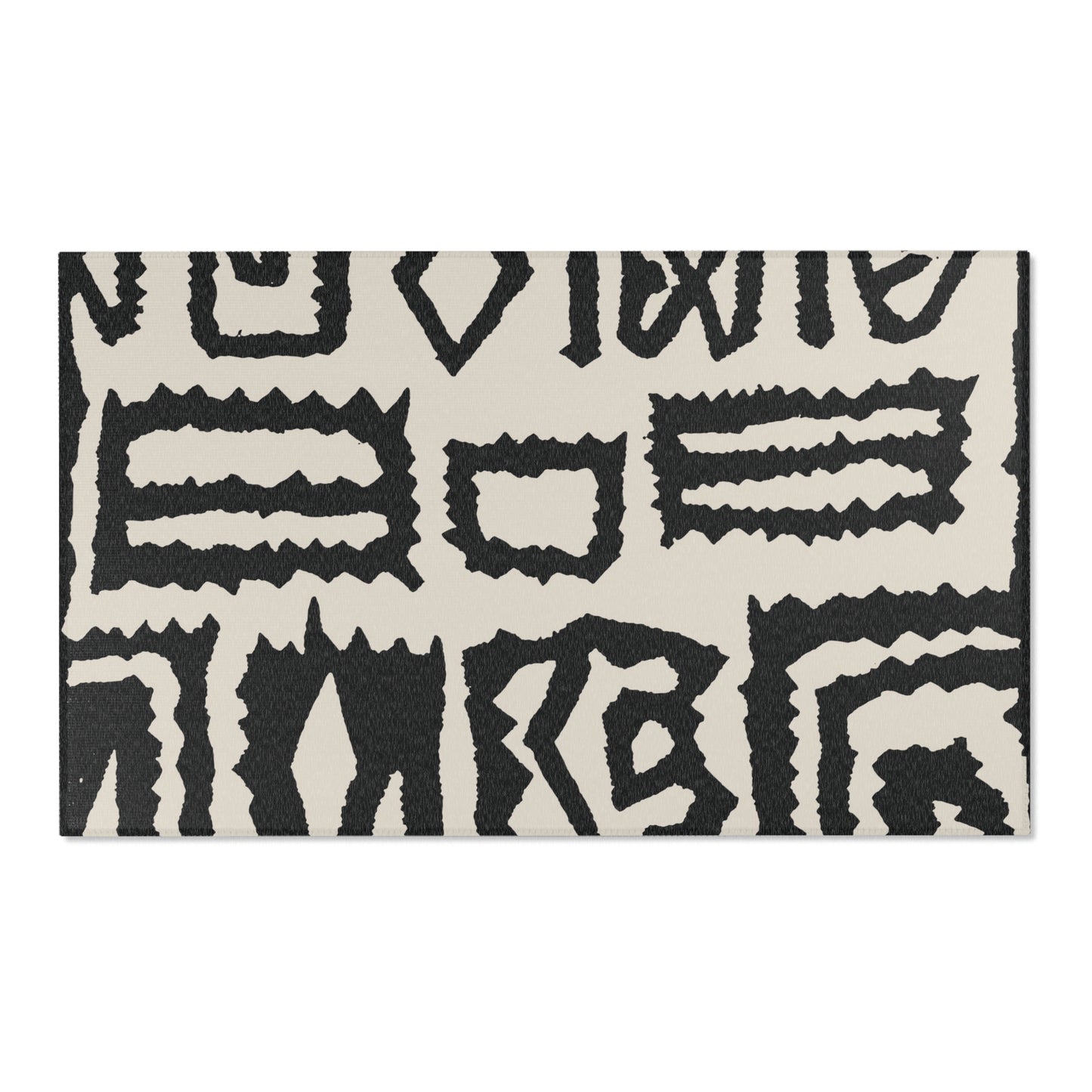 White + Black African Mudcloth Area Rug - Boho Chic Design for Living Room and Bedroom | Eco-Friendly Home Decor
