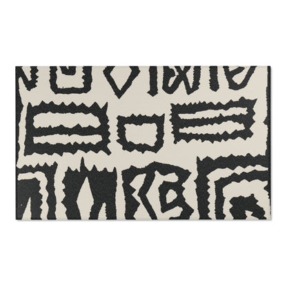 White + Black African Mudcloth Area Rug - Boho Chic Design for Living Room and Bedroom | Eco-Friendly Home Decor