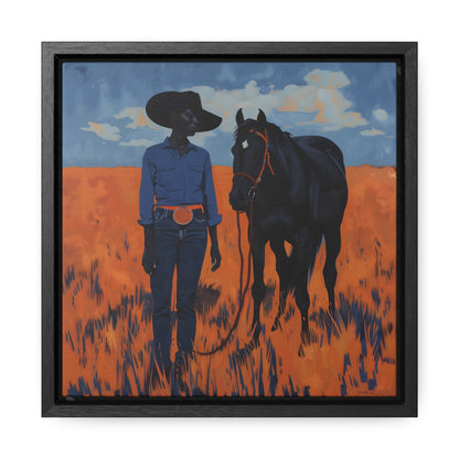A Girl and Her Horse, Gallery Canvas Wraps, Square Frame