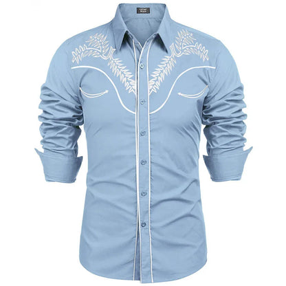 Western Cowboy Shirt Mens Stylish Printed Slim Long Sleeve Party Shirts for Men Casual Design Banquet Button Shirt Male camisas
