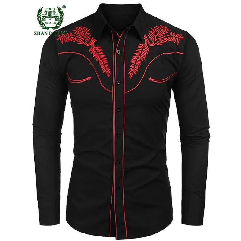 Western Cowboy Shirt Mens Stylish Printed Slim Long Sleeve Party Shirts for Men Casual Design Banquet Button Shirt Male camisas