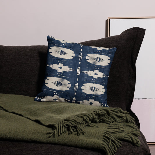 Navy and Beige Blue Throw Pillow, African Mudcloth Throw Pillow, Abstract Pattern Throw Pillow, Premium Pillow, Cream Pillow