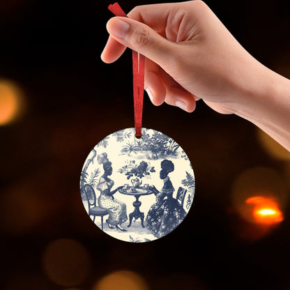 High Tea in the Garden Acrylic Round Hanging Ornament