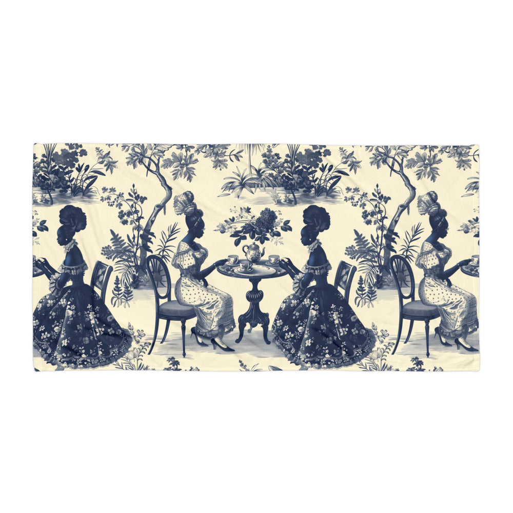 High Tea in the Garden Toile de Jouy Luxury Bath Towel