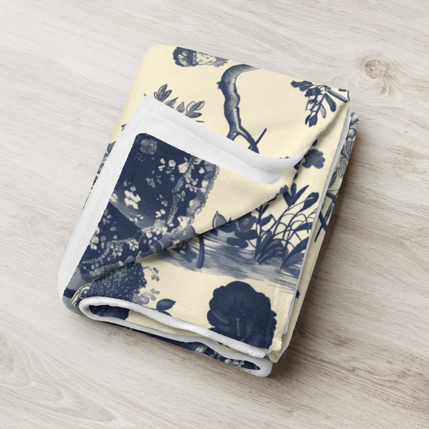 Toile de jouy Throw Blanket, Blue Floral Blanket, Cream Blanket, Toile Home Decor Blanket, African American Women Art, Black Art Decor